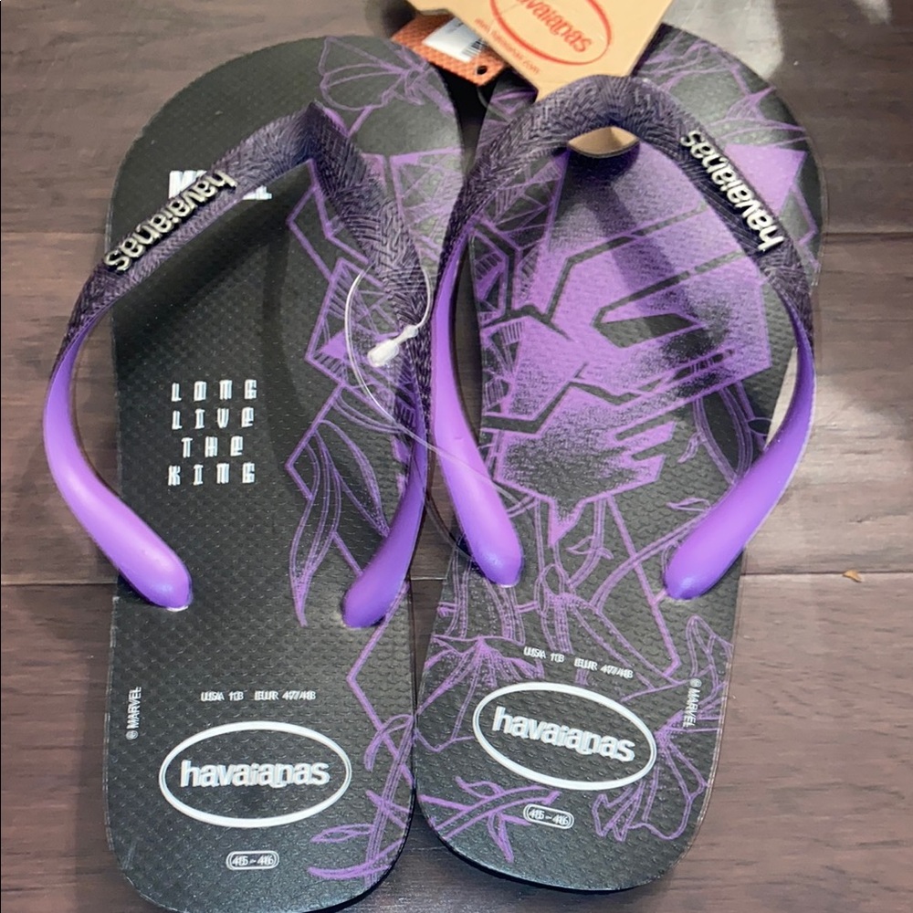 Havaianas Black and Purple Flip Flops